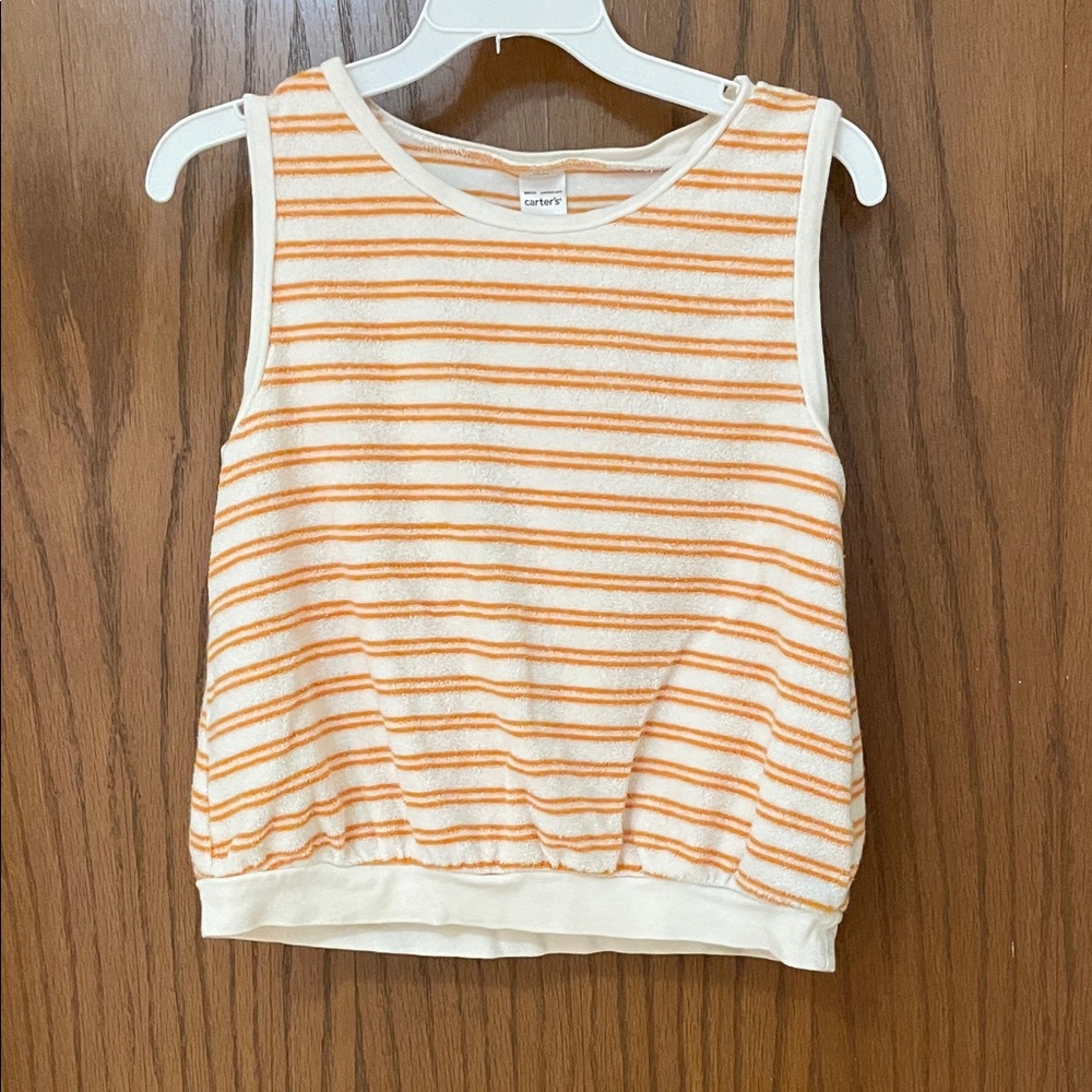 CARTERS UGC Girls Size 10 Striped Tank Top in Orange and White